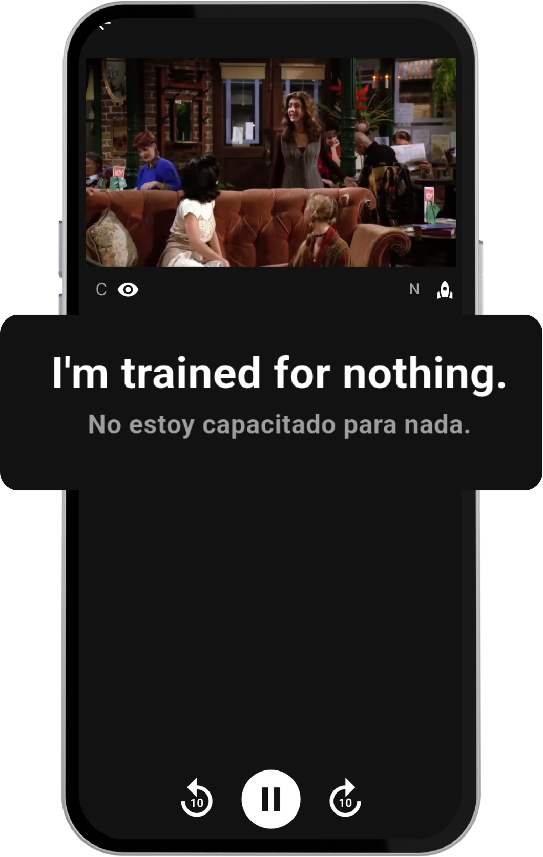 Watching a scene with bilingual subtitles in Lingosit
